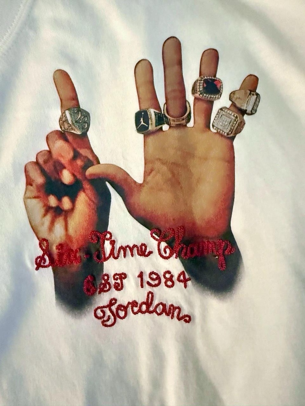 Jordan | Tops | Jordan White Short Sleeve Tee With Hand Graphic And ...